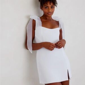 Park & Fifth White Mini Dress with Sheer Details